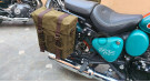 For Royal Enfield Goan Classic 350 Military Pannier Bags Olive Color and Mounting - SPAREZO For Royal Enfield Goan Classic 350 Military Pannier Bags Olive Color and Mounting - SPAREZO